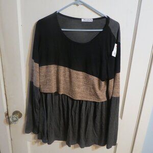 New Bearsland XL Top Maternity Nursing Tee Black Long Sleeve Stretch